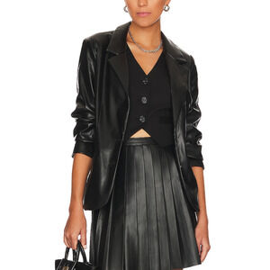 Bcbgeneration Black Faux Leather Boyfriend Blazer Size S